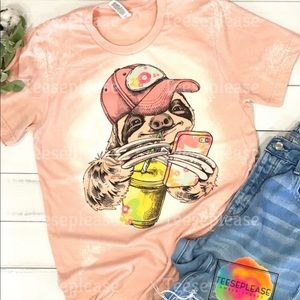 Hipster Sloth Spring/Summer Bleached Tshirt